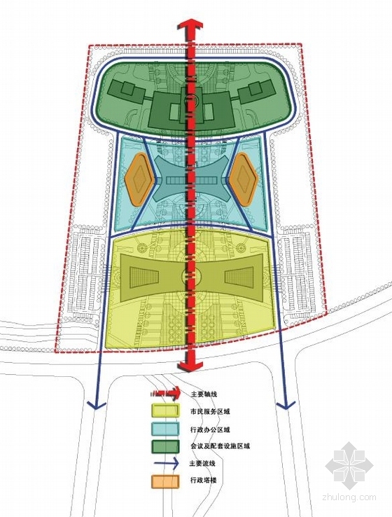 [辽宁]超高层双弧形舒展型双塔式机关办公楼建筑设计方案文本-超高层双弧形舒展型双塔式机关办公楼建筑分析图