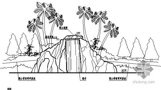 假山瀑布施工图设计方案资料下载-某假山瀑布施工详图