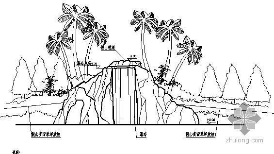 园林假山瀑布资料下载-某假山瀑布施工详图