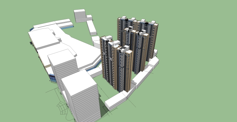 小区高层住宅楼skp资料下载-城市酒店商住办公综合体模型（SKP+Max）