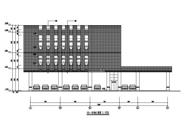 [江苏]三层物流厂房建筑幕墙施工图-三层物流厂房建筑幕墙立面图