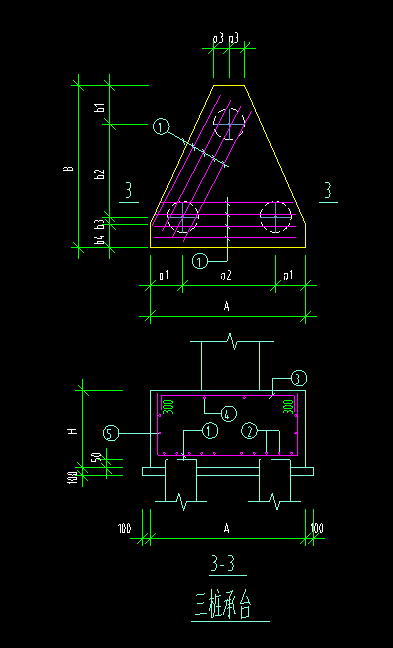 三桩承台cad资料下载-请问等边三桩承台钢筋怎么布置
