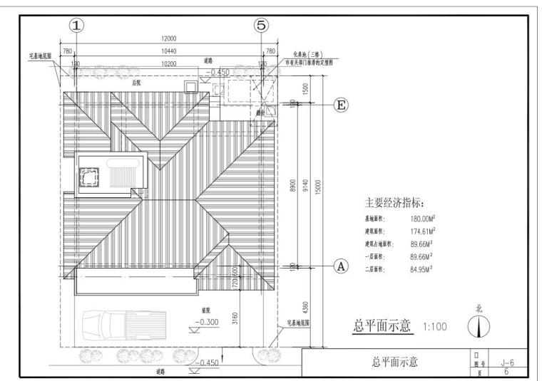 二层别墅建筑设计（包含效果图+施工图）-总平面图