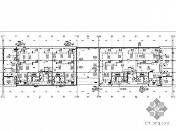 [天津]高层研发中心建筑群空调通风及防排烟系统设计施工图（采暖设计）-二层空调水管平面图