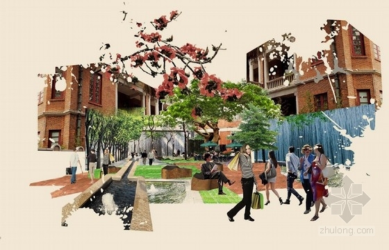 [广东]岭南风格国际旅游小镇文化养生园景观规划设计方案（著名景观设计公司）-商业街效果图 