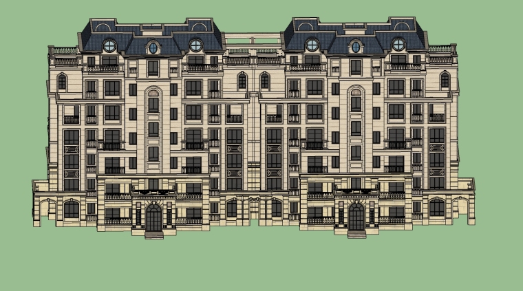 法式住宅建筑设计资料下载-法式风格建筑设计SU模型