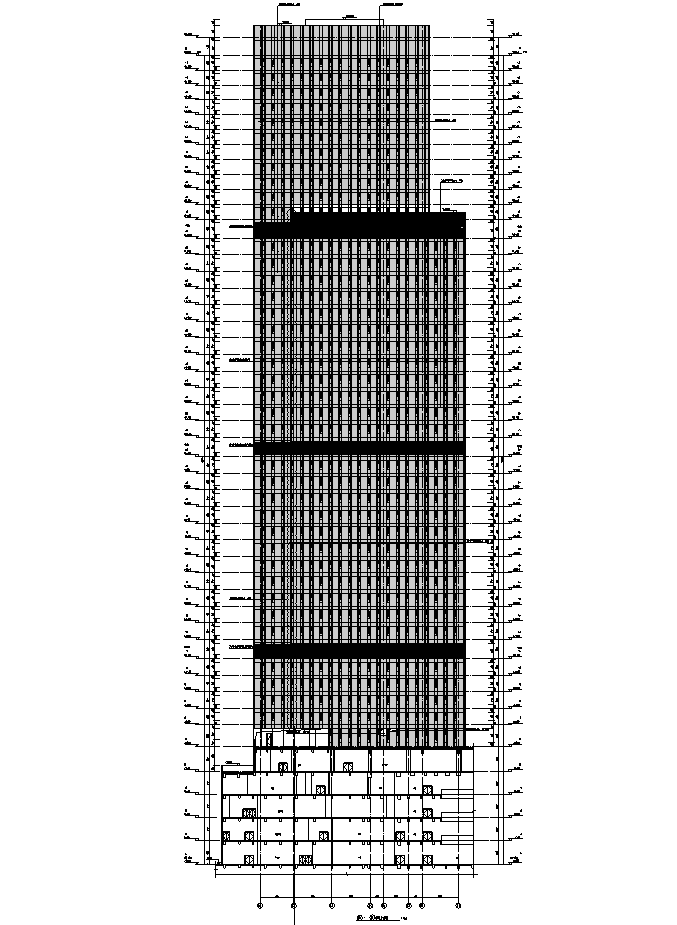 [广西]超高层核心筒知名地产办公及商业建筑审图施工图(2016年）-超高层核心筒知名地产办公及商业建筑剖面图