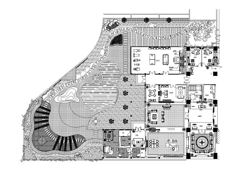平层屋顶花园资料下载-21套屋顶花园CAD施工图（8）办公楼屋顶花园环境工程套图