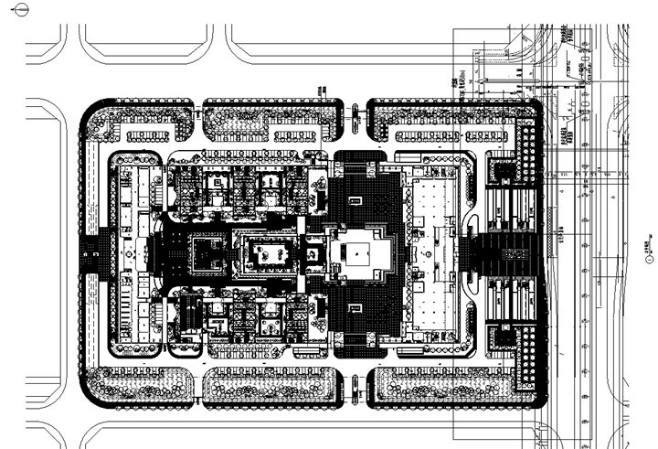 [陕西]对称式城市广场景观施工图（附PDF版）-总平面图