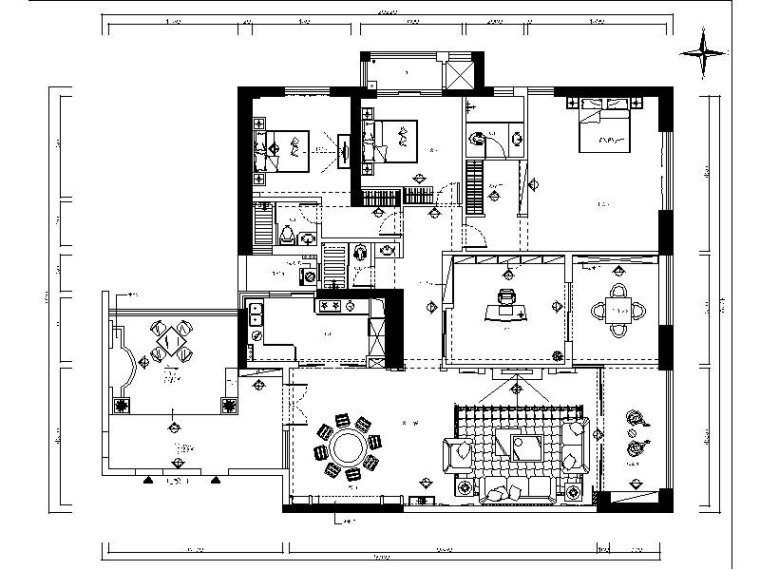 欧式古典风格的风格资料下载-一套完整的欧式风格三居室设计施工图