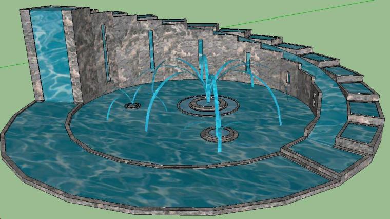 CAD景观小品模型资料下载-[景观小品]大型水景喷泉SU模型.skp