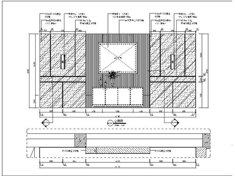 [深圳]某皮床家具展厅方案设计施工图（含效果图）-[深圳]某皮床家具展厅方案设计立面图