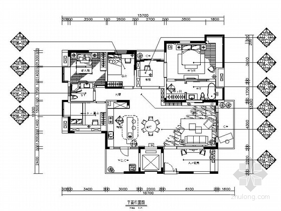 家装家具cad资料下载-[惠州]新中式温馨三居室家装CAD施工图（含效果图）