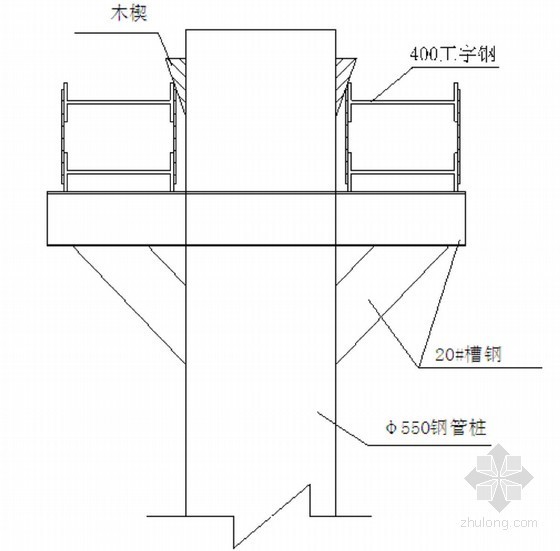 渔港保滩工程钢板桩围堰及管桩基础施工方案（沉板桩）-钢管桩搁置点剖面图 