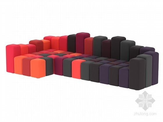 北欧沙发组合3d模型资料下载-现代沙发3D模型下载