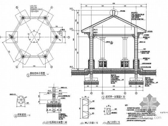 欧式景亭施工详图25例-图14