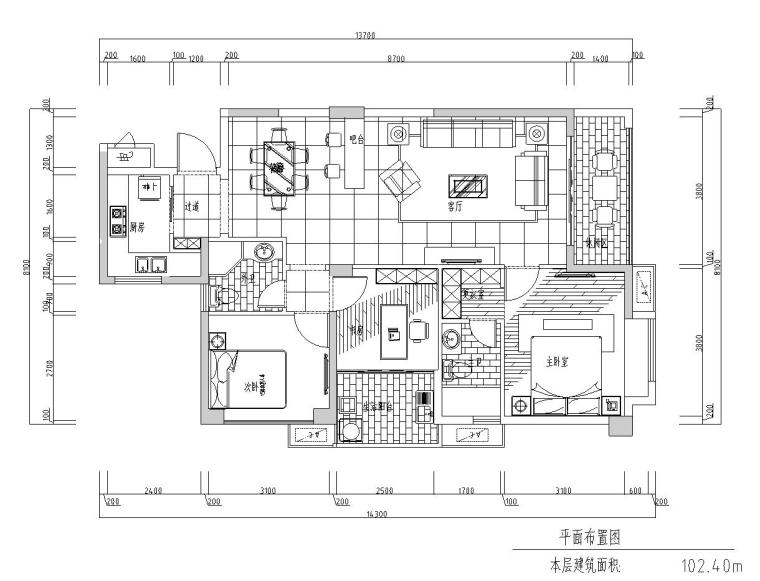 美式简约风格样板房资料下载-三居室现代样板房室内施工图设计