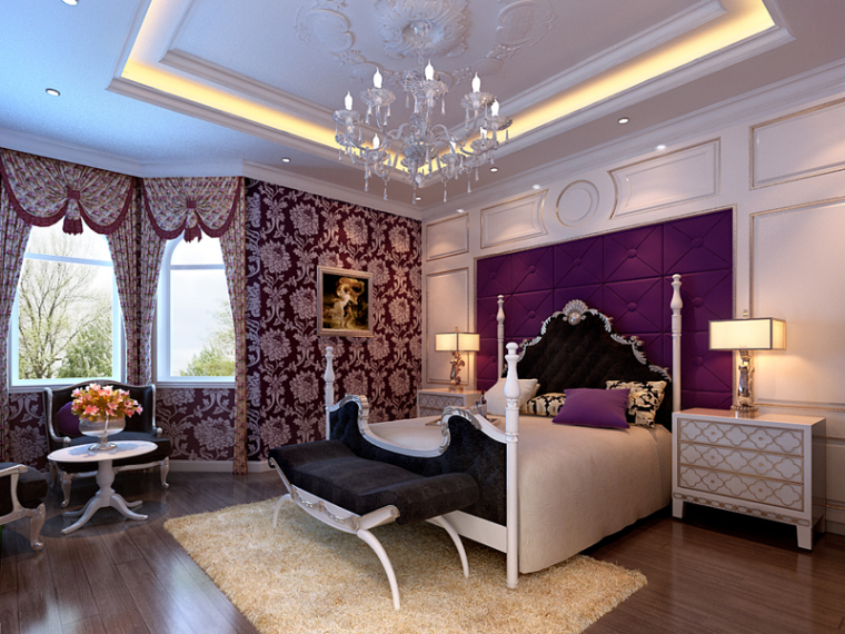 紫色卧室设计资料下载-紫色卧室3D模型下载