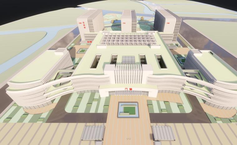 医院建筑模型SU资料下载-良渚医院整体迁建项目建筑模型（2018年）