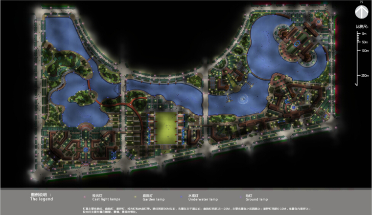 [河南]商丘中华文化特色滨湖公园景观设计方案-灯光布置分析图
