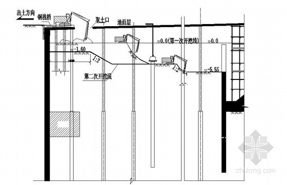 盖挖逆作法施工步序图资料下载-裙房逆作法施工程序(CAD图)