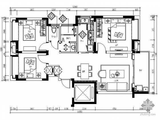 一套三居室室内设计资料下载-知名地产三居室内设计图