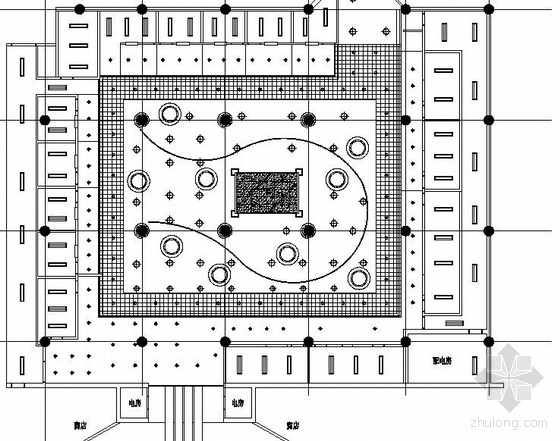 天花平面图办公空间资料下载-某美食广场天花照明平面图