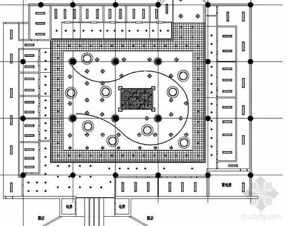 广场照明平面布置图1资料下载-某美食广场天花照明平面图