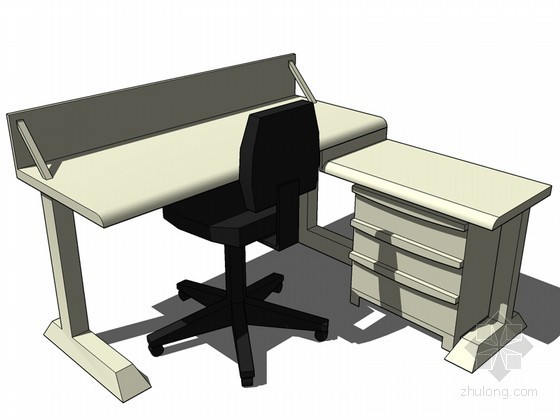 SU桌模型资料下载-办公桌SketchUp模型下载
