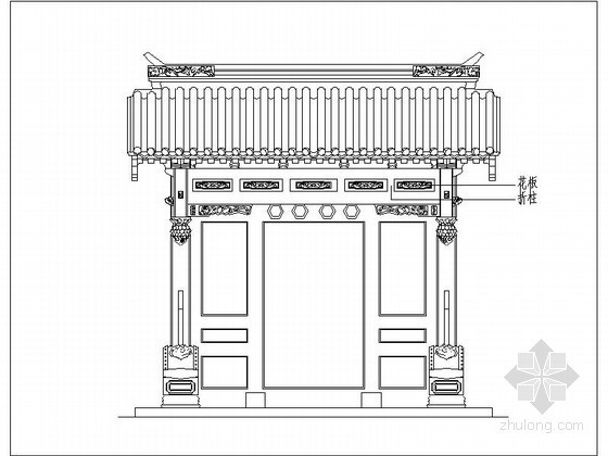 铁门大门图片设计CAD图资料下载-某垂花大门CAD方案图
