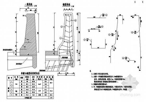 防撞栏图纸资料下载-高架桥通用构造内侧防撞栏一般构造节点详图设计