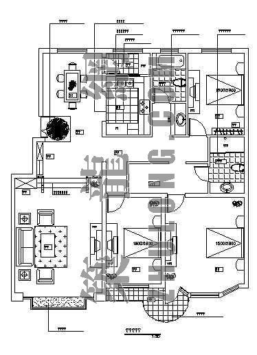 120三室高层住宅户型图资料下载-三室户型图