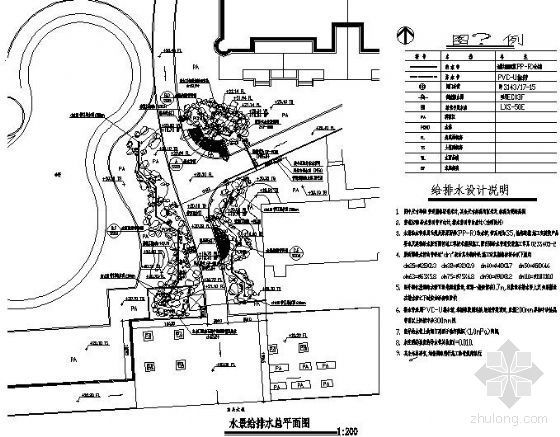 景区道路入口设计图资料下载-某小区入口水景给排水设计图