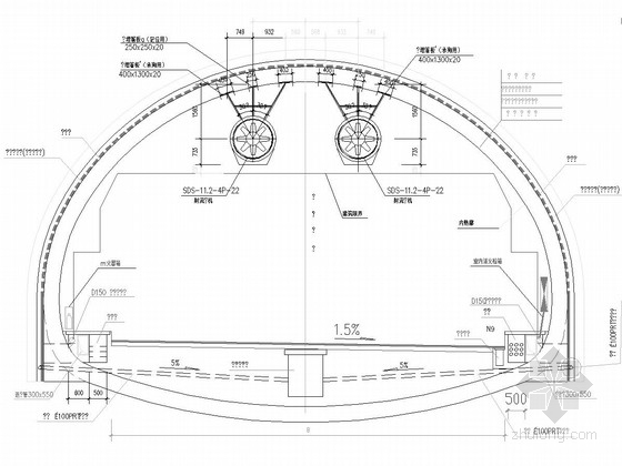 给水管埋管断面图资料下载-[重庆]隧道通风设施施工图设计18张（射流风机预埋）