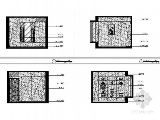 [厦门]现代中式双拼四居室装修施工图（含效果）-书房立面图