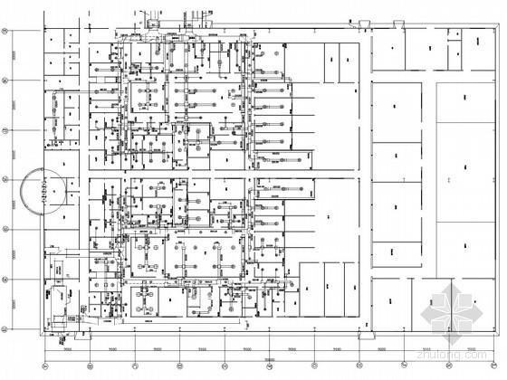 [湖南]医药车间改造工程空调通风烟系统设计施工图-一层送回风管平面图 