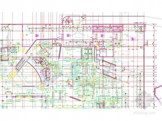 [广东]大型商业综合中心空调通风及防排烟系统设计施工图（大院 人防设计）-地下一层2区空调通风风管平面图 