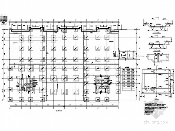 [北京]地上19层框架核心筒结构五星级豪华大酒店结构施工图（含建筑图）-底板配筋图 