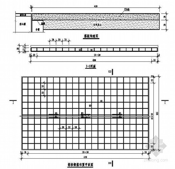 8m的空心板桥图纸资料下载-2×8m空心板桥搭板构造配筋节点详图设计