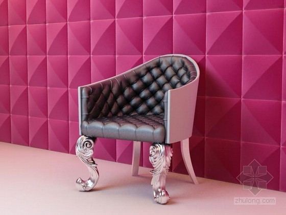 时尚沙发椅3D模型资料下载-单人兽脚沙发椅