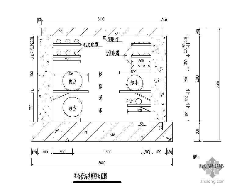 室内管沟图纸资料下载-古交综合管沟节点详图