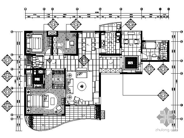 奢华四居室样板间资料下载-新古典奢华样板房四居室施工图（含效果）