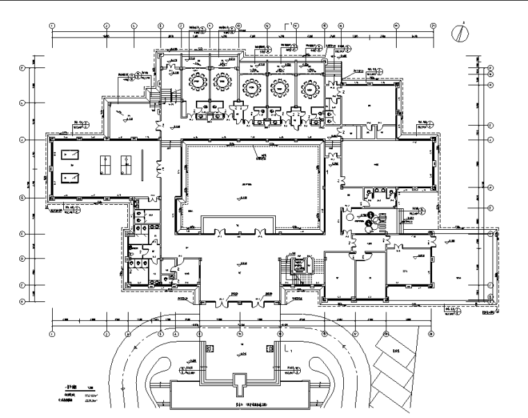 度假酒店建筑设计施工图+效果图-一层平面图