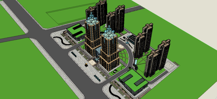 城市综合体模型下载资料下载-城市综合体建筑设计模型（su模型）