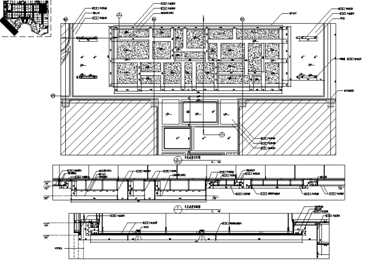 [江苏]弘阳商业购物商场中心空间设计施工图（附效果图）-天花造型剖立面图