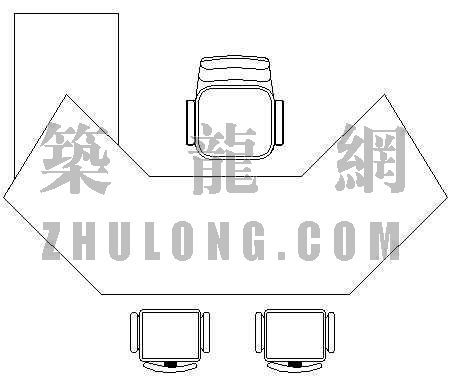 CAD班台办公桌资料下载-办公桌2