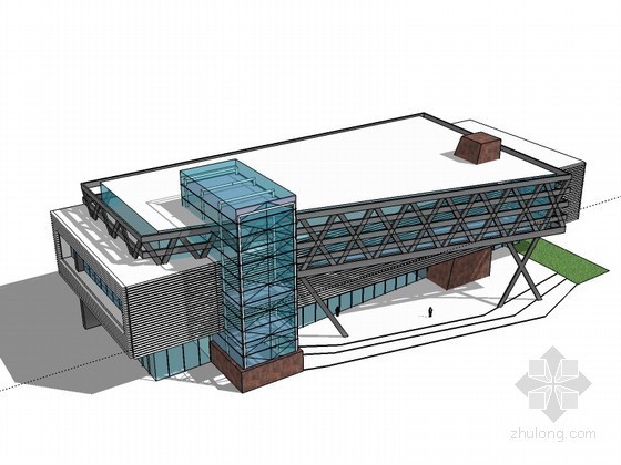 现代三层办公楼方案资料下载-某三层现代型办公楼概念方案（含sketchup模型）