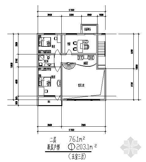 跃层户型-五室三厅（203.1平方米）-2