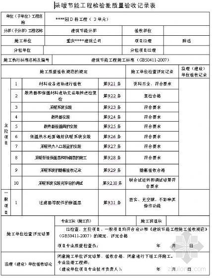 安徽省建筑检验批资料下载-建筑节能检验批质量验收记录（填写实例）