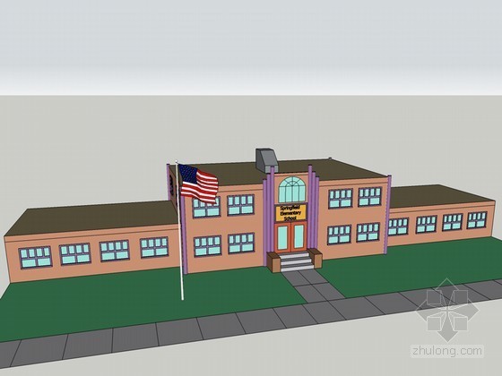 美国建筑模型下载资料下载-美国学校SketchUp模型下载